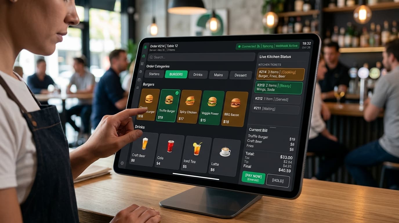 Mishi Crunch Omnichannel Restaurant POS & KDS Tablet UI